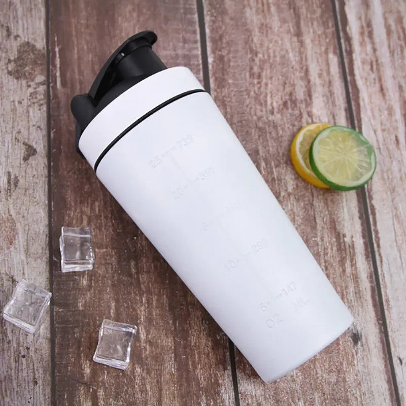 Stainless Steel Protein Powder Shaker Bottle 500/750ml Leak Proof Water Bottle for Gym Fitness Sport Whey Shakes Cup with Scale
