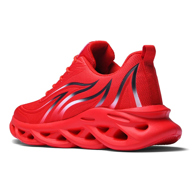 Spring And Summer Men's Flame Printed Sports Shoes Breathable Mesh Sports Shoes Comfortable Running Shoes Outdoor Sports Shoes