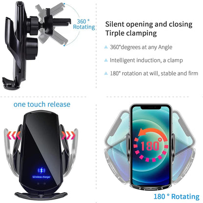 30W Car Wireless Charger Magnetic USB Automatic Mount Phone Holder For iPhone Samsung Xiaomi Infrared Induction Fast Charging