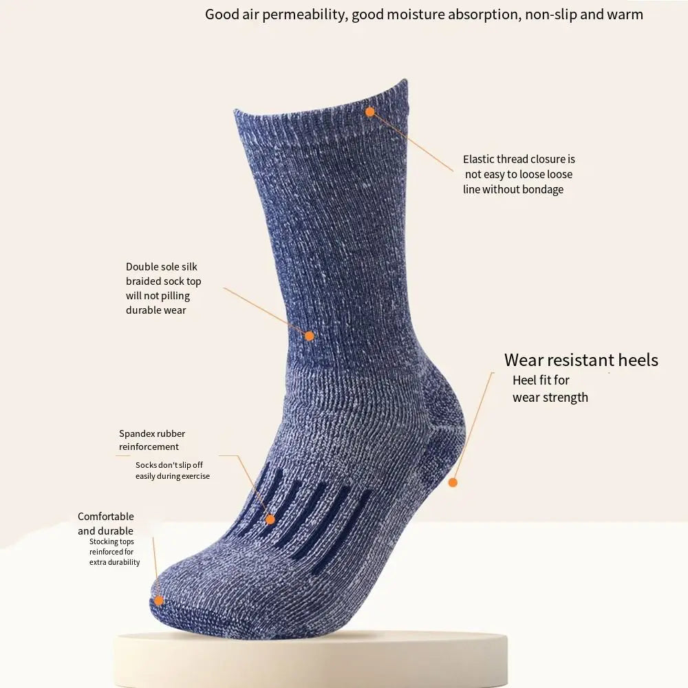 Cozy Breathable Merino Wool Socks Soft Moisture Wicking Casual Thermal Stockings Thicken Non-slip Men Boot Sockings Outdoor