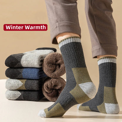 1 Pairs Winter Men's Durable Wool Socks Autumn Winter Warm Women's Hiking Anti-Odor Outdoor Sports Socks Snow Warmer Socks