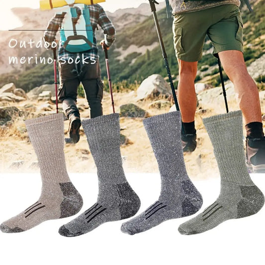 Cozy Breathable Merino Wool Socks Soft Moisture Wicking Casual Thermal Stockings Thicken Non-slip Men Boot Sockings Outdoor