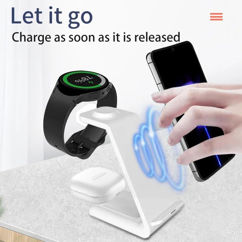 30W Fast Wireless Charger Stand For iPhone 15 14 13 8 Samsung S20 S21 Apple Watch 8/7 Samsung Galaxy 6/5 3 In 1 Charging Station