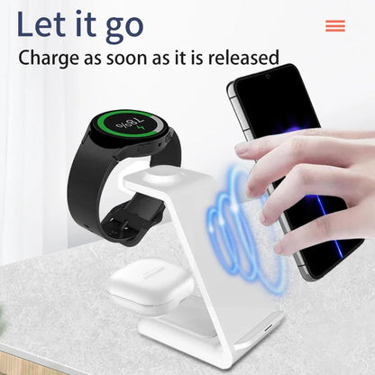30W Fast Wireless Charger Stand For iPhone 15 14 13 8 Samsung S20 S21 Apple Watch 8/7 Samsung Galaxy 6/5 3 In 1 Charging Station