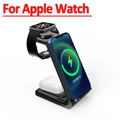 30W Fast Wireless Charger Stand For iPhone 15 14 13 8 Samsung S20 S21 Apple Watch 8/7 Samsung Galaxy 6/5 3 In 1 Charging Station