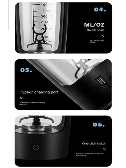 650ml Electric Protein Powder Mixing Cup Automatic Shaker Bottle Mixer Shake Bottle Milk Coffee Blender Kettle for Gym Outdoor