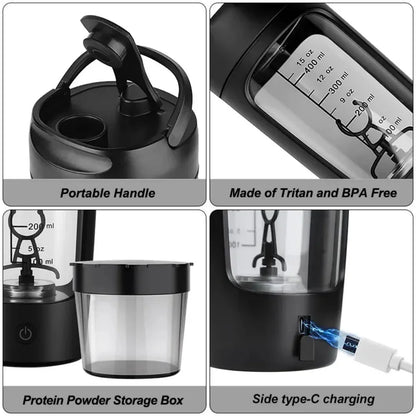 650ml Electric Protein Powder Mixing Cup Automatic Shaker Bottle Mixer Shake Bottle Milk Coffee Blender Kettle for Gym Outdoor
