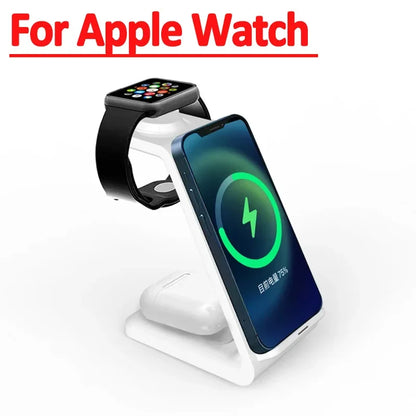 30W Fast Wireless Charger Stand For iPhone 15 14 13 8 Samsung S20 S21 Apple Watch 8/7 Samsung Galaxy 6/5 3 In 1 Charging Station