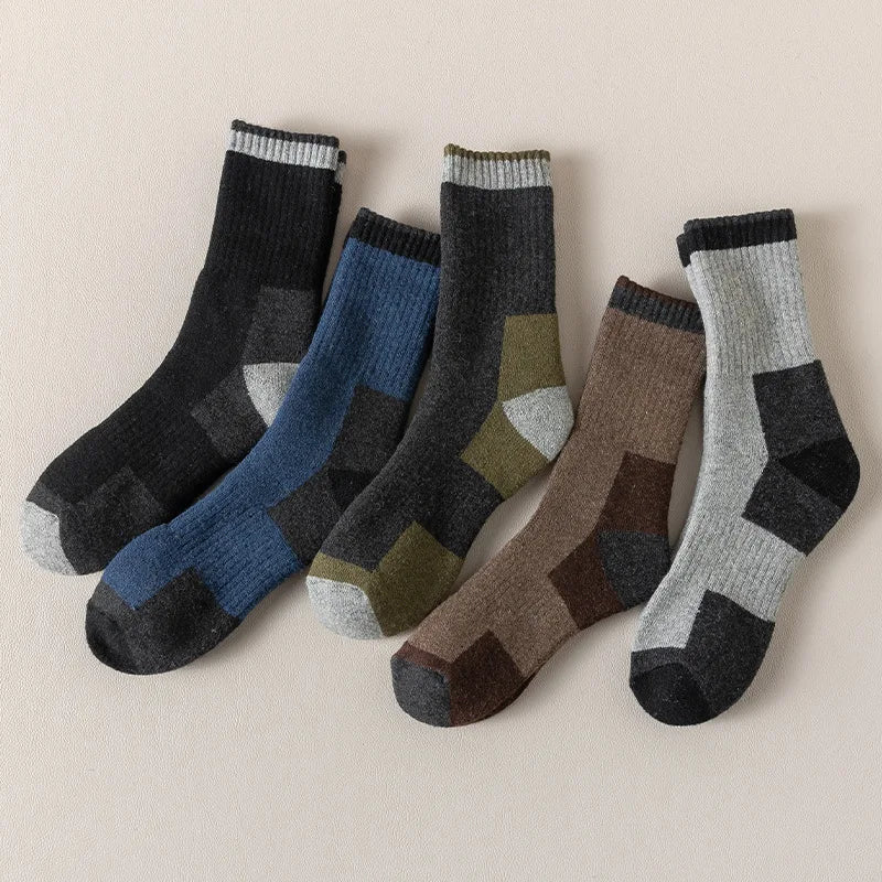 1 Pairs Winter Men's Durable Wool Socks Autumn Winter Warm Women's Hiking Anti-Odor Outdoor Sports Socks Snow Warmer Socks