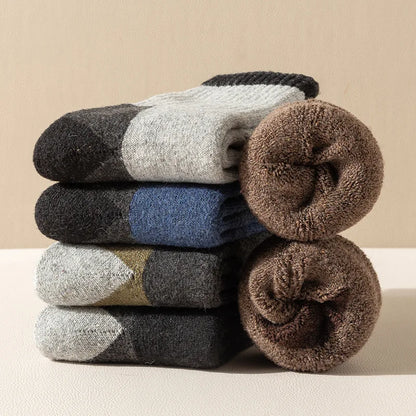 1 Pairs Winter Men's Durable Wool Socks Autumn Winter Warm Women's Hiking Anti-Odor Outdoor Sports Socks Snow Warmer Socks
