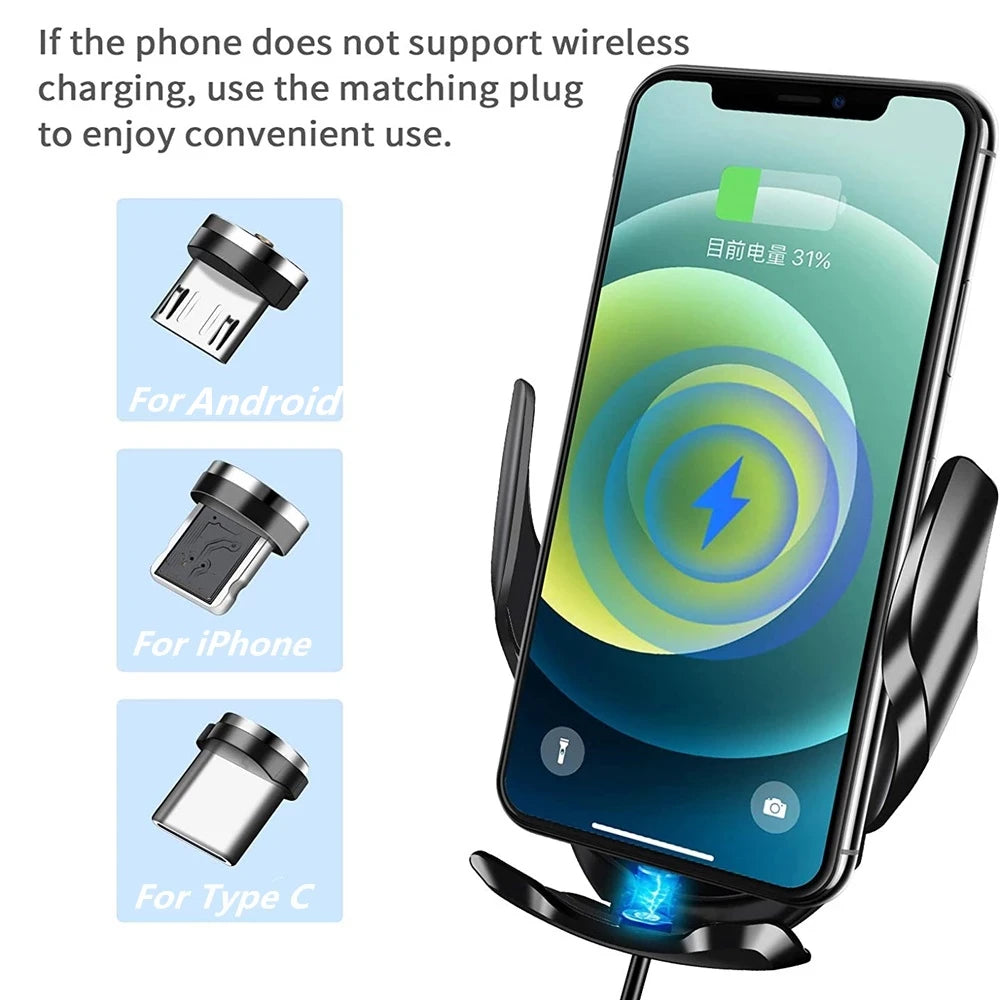 30W Car Wireless Charger Magnetic USB Automatic Mount Phone Holder For iPhone Samsung Xiaomi Infrared Induction Fast Charging