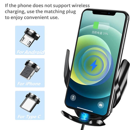 30W Car Wireless Charger Magnetic USB Automatic Mount Phone Holder For iPhone Samsung Xiaomi Infrared Induction Fast Charging