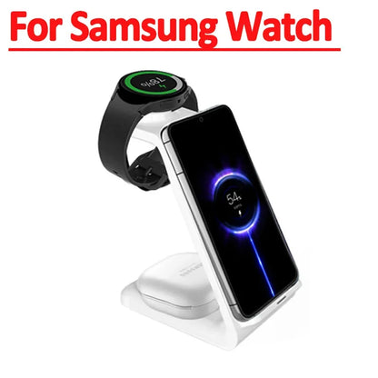 30W Fast Wireless Charger Stand For iPhone 15 14 13 8 Samsung S20 S21 Apple Watch 8/7 Samsung Galaxy 6/5 3 In 1 Charging Station