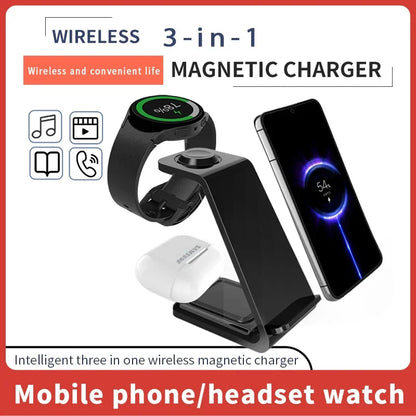 30W Fast Wireless Charger Stand For iPhone 15 14 13 8 Samsung S20 S21 Apple Watch 8/7 Samsung Galaxy 6/5 3 In 1 Charging Station
