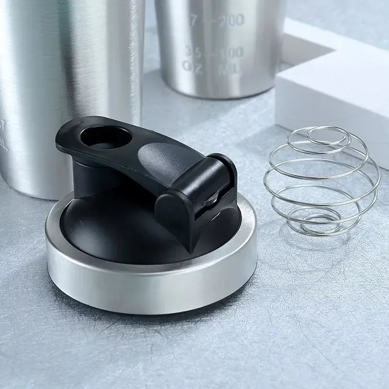 Stainless Steel Protein Powder Shaker Bottle 500/750ml  Leak Proof Water Bottle for Gym Fitness Sport Whey Shakes Cup with Scale
