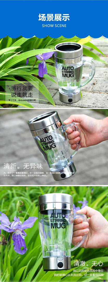 Transparent Creative Mug Electric Mixing Cup Automatic Protein Powder Shaker Bottle Shake Shaker Cup Milk Tea Cup with Handle