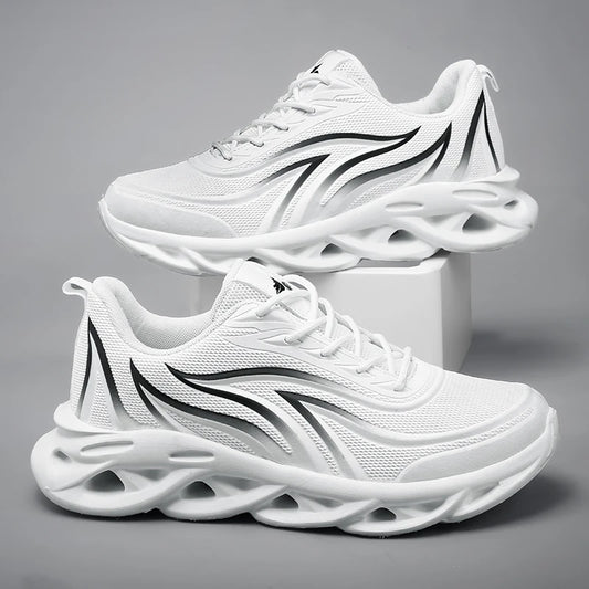 Spring And Summer Men's Flame Printed Sports Shoes Breathable Mesh Sports Shoes Comfortable Running Shoes Outdoor Sports Shoes