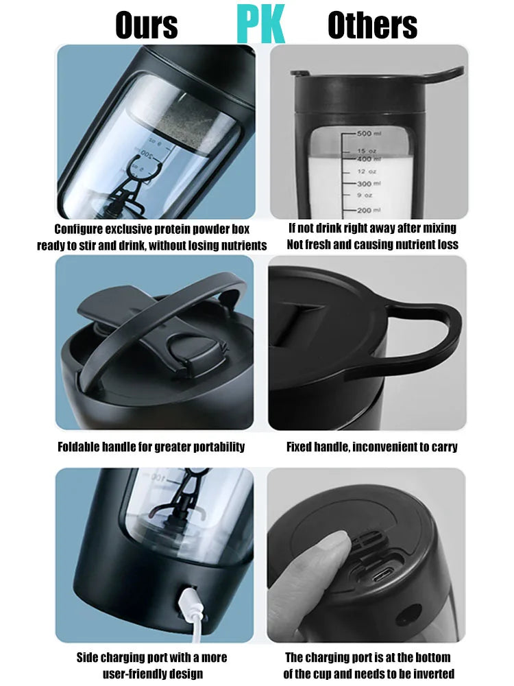 650ml Electric Protein Powder Mixing Cup Automatic Shaker Bottle Mixer Shake Bottle Milk Coffee Blender Kettle for Gym Outdoor